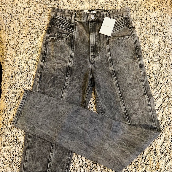 Isabel Marant NWT Hominy High Waist Slim Grey Jeans 42 Pin Tuck - Picture 5 of 8